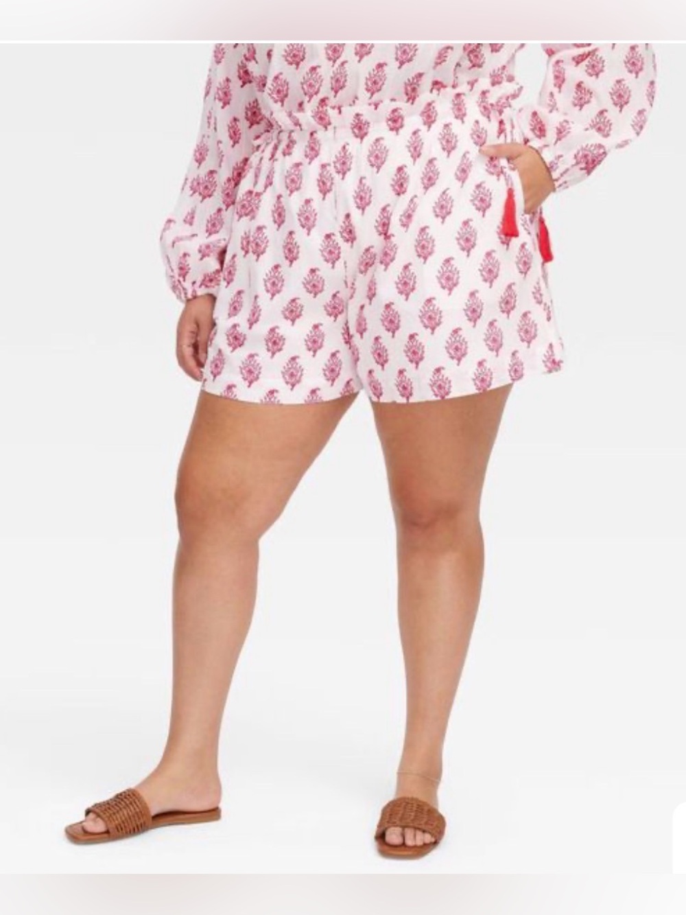 Roller Rabbit x Rarget Bouquet Side-tie beach pull on shorts size 1X New